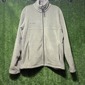 Columbia Fleece Green/Tan Full Zip Lightweight Jacket Men’s S